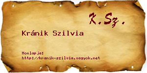 Kránik Szilvia névjegykártya